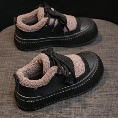 2024 Теплые ботинки из овечьей шерсти с хлопковой подкладкой, женские новые зимние ботинки на плоской подошве с утолщенной плюшевой подошвой, женские нескользящие зимние ботинки по щиколотку