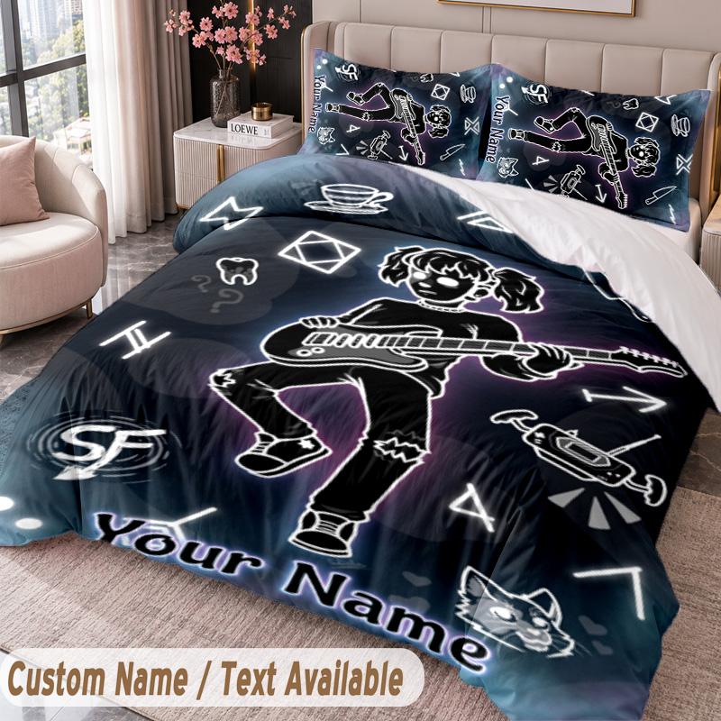 Custom Name Text 3Pcs Bedding Set Sally Face Duvet Cover And Two Pillowcases