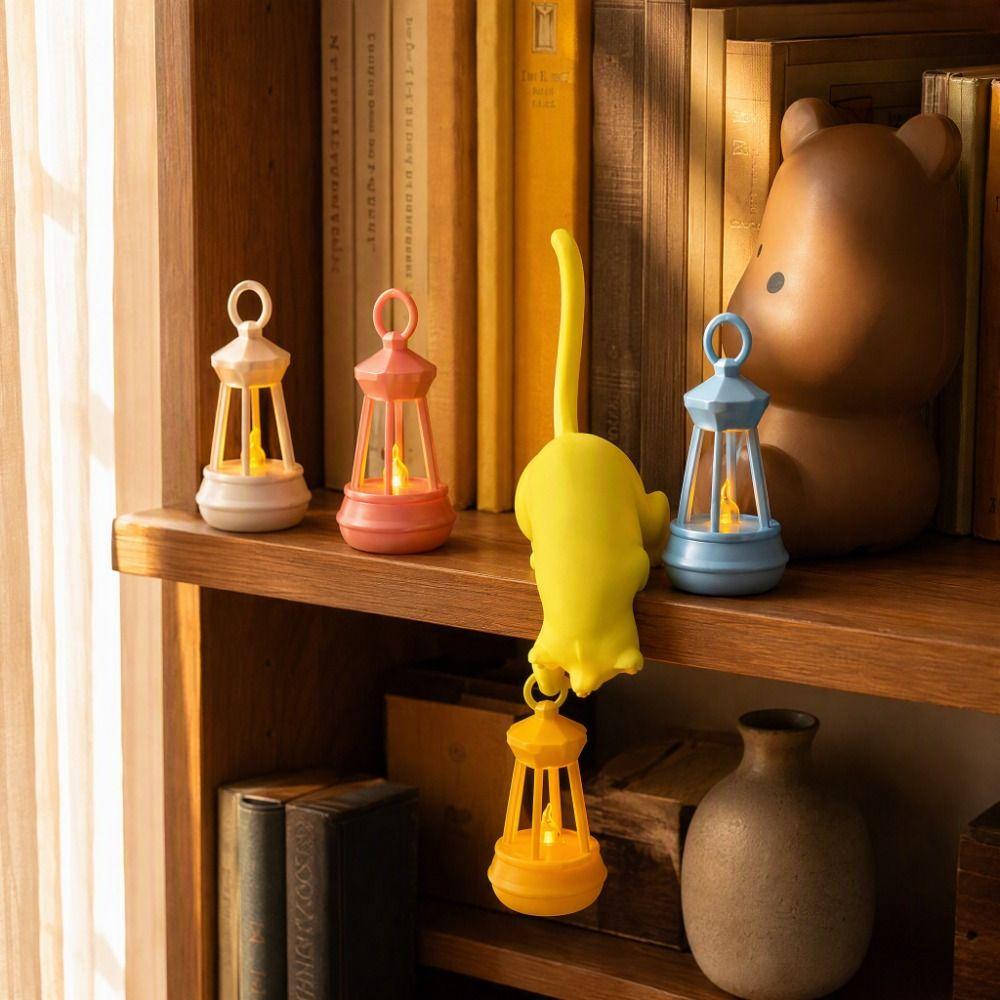 3D Hanging Cat Night Light Cat Mini Lantern Cat Decor Holder Cat Hook Lamp Bookshelf