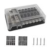 12 Circuit Fuse Block, Fuse Box Fit for Marine Automotive Car Vehicle