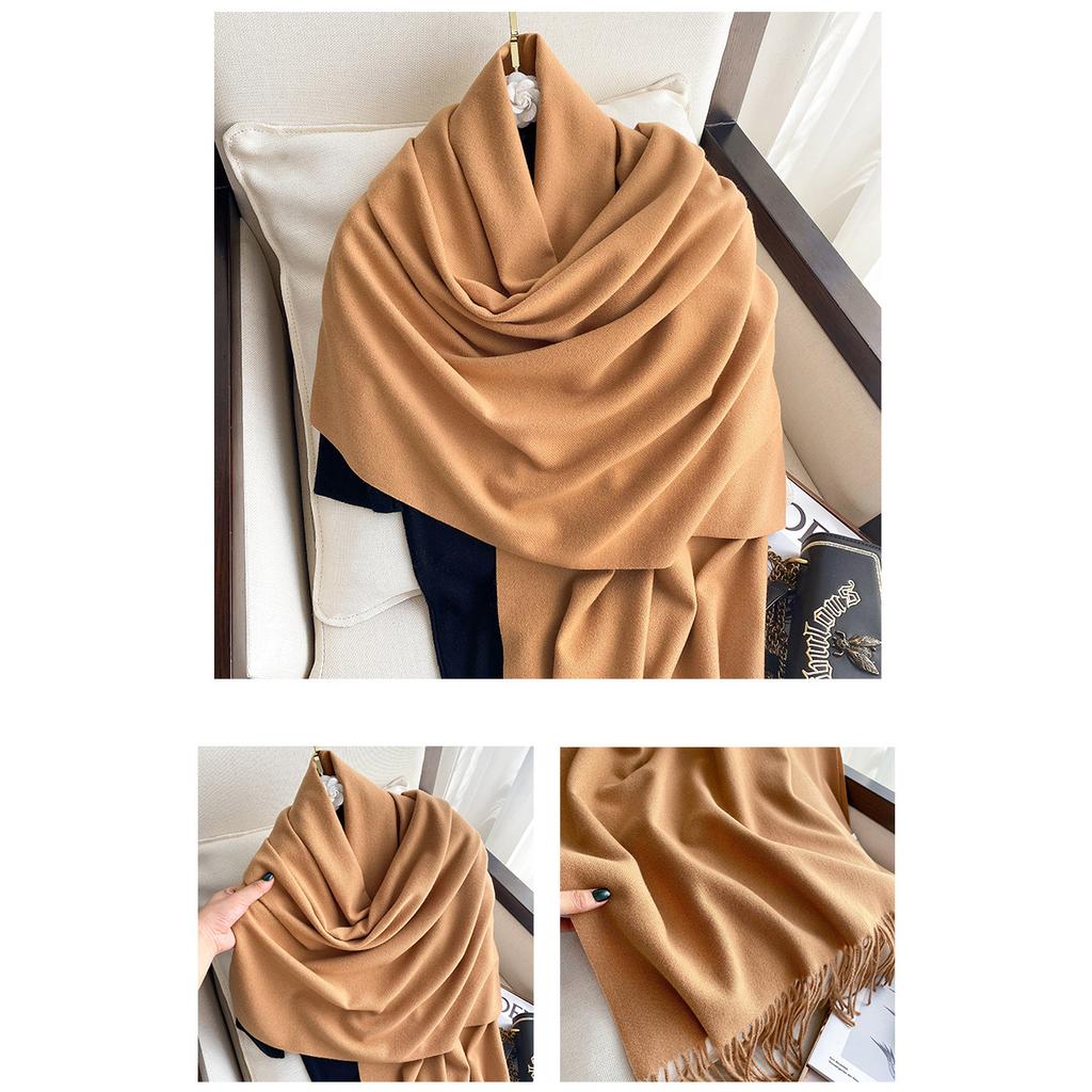 Imitation Cashmere Solid Color Fashion Decorative Warm Scarf Student Middle and Long Shawl Female