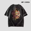 Национальный тренд Пробуди льва Принт Футболка с коротким рукавом в китайском стиле Мужская Летняя Новая Тенденция Повседневные и Универсальные Топы Одежда