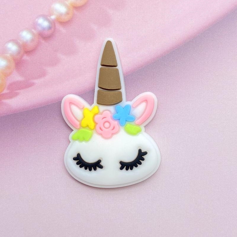 12 шт. Милые мини-головки единорогов, ПВХ, гибкий клей, плоская задняя сторона, украшение для скрапбукинга, декор для телефона, E98