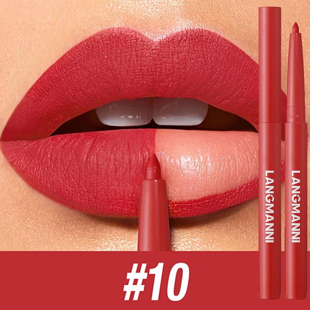 LANGMANNI Sexy Velvet Matte Lip Liner Pen Waterproof Silky Natural Contour Non-Stick Cup Makeup Lipstick Pencil Lasting Cosmetic
