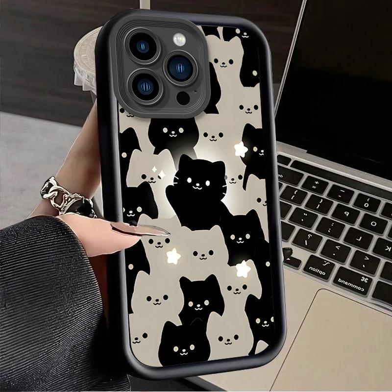Милый мультяшный кот напечатанный модный чехол гибкий мягкий силиконовый чехол TPU полная задняя крышка для iPhone Samsung