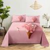 Pink Floral Bed Sheet Set Pillowcase Bedding Linens Cover Flower Queen King Twin Full Size for Single Double Bed Soft Thin
