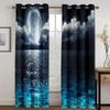 The Beach In The Moonlight Scenery Mediterrane High Shading Curtain Natural Scenery Living Room Curtain Bedroom Decor 2 Pieces
