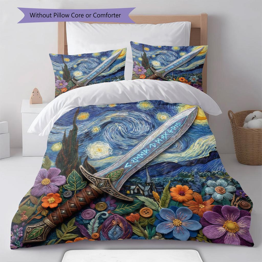 magical creature Pattern Bedding Quilt Set Quilt Cover Pillowcase Home Decoration Birthday Gift (1 * duvet cover + 2 * pillowcase, without core)
