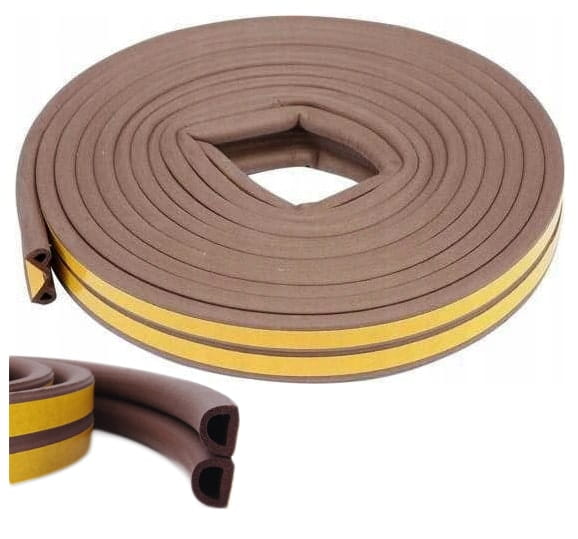Rubber Seal for Windows and Doors, D Profile 2x3 m