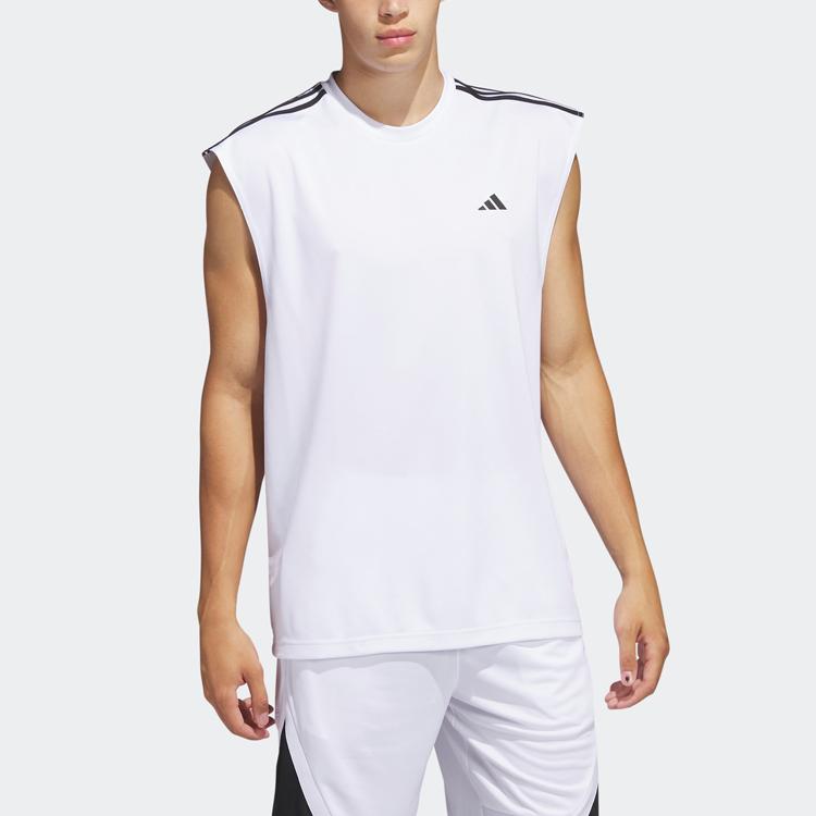 adidas Мужские майки Белые С круглым вырезом Умеренный прямой крой IC2468