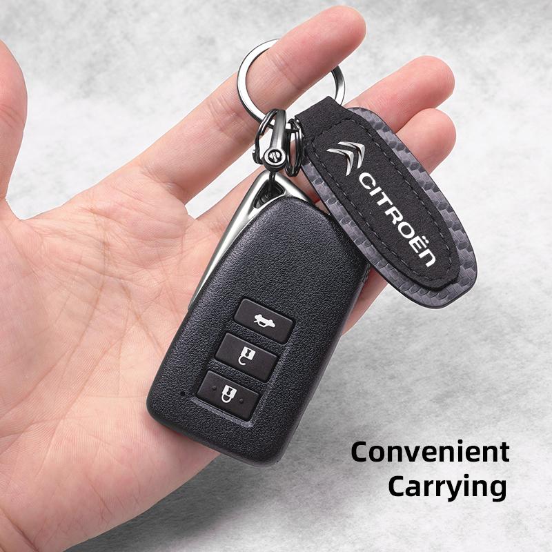 JOFT7 Carbon Fiber Keychain Gift Car Key Pendant Keyring For Citroen C5X e-C4 X e-C3 C4 C3 C5 Berlingo C-Elysee C-Crosser C1 C6 C2