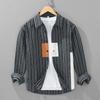 Japanese-Style Design Patchwork Striped Casual Shirt for Men, Unique Loose Long-Sleeve Shirt Jacket, Hong Kong Fashion Brand