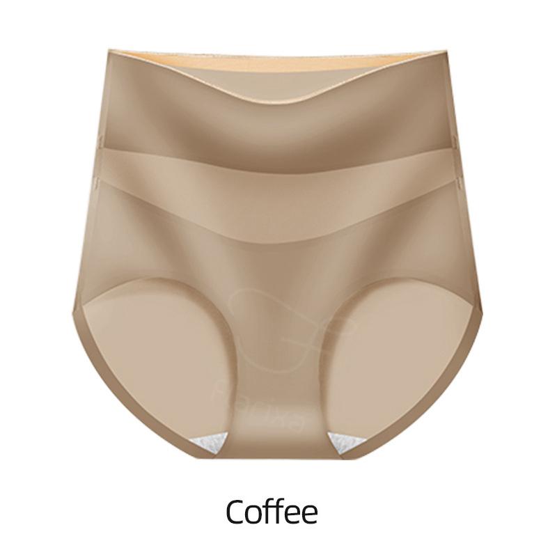 Flarixa Women High Waist Seamless Panties Breathable Ice Silk Underwear Elastic Tummy Shaping Briefs Lace Transparent Underpants