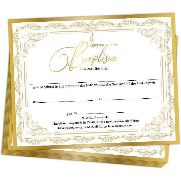 25 PCS Baptism Certificates for Church, Baby Dedication Certificate Paper, Baby Dedication Christening Gifts for Girls Boys,Baptismal Certificates
