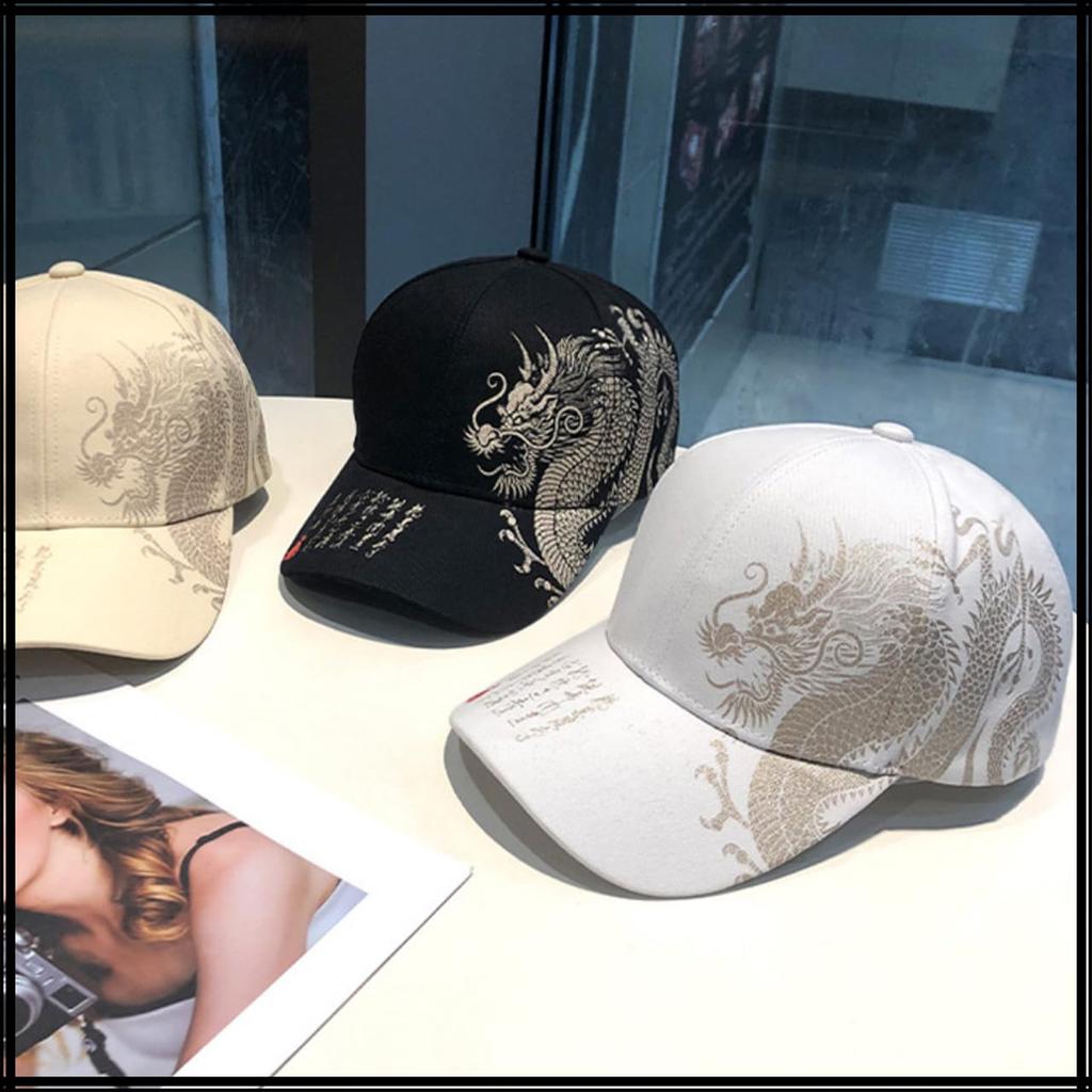 Hat Cap Dragon Cool Outdoor Casual Fashion CZ278 [White Fang] Men's (Black)