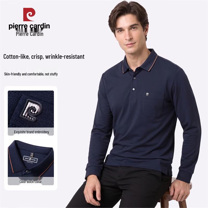 Pierre Cardin Men's Cotton-Modal Long Sleeve Polo Shirt