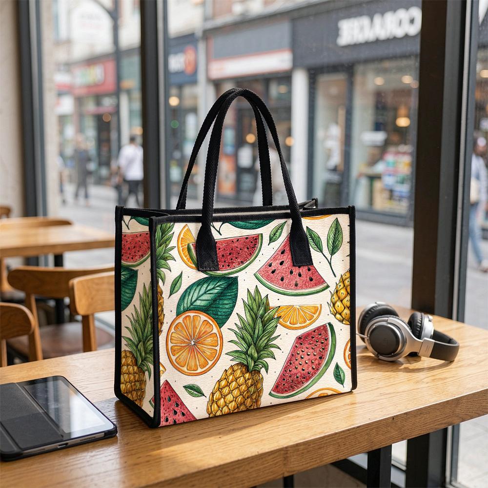 Summer Fruit Pattern Tote Bag Portable Casual Daily Shoulder Handbag for Shopping Travel