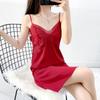 1011 spring and summer solid color pajamas women's thin ice silk sexy nightgown lace backless suspender loungewear