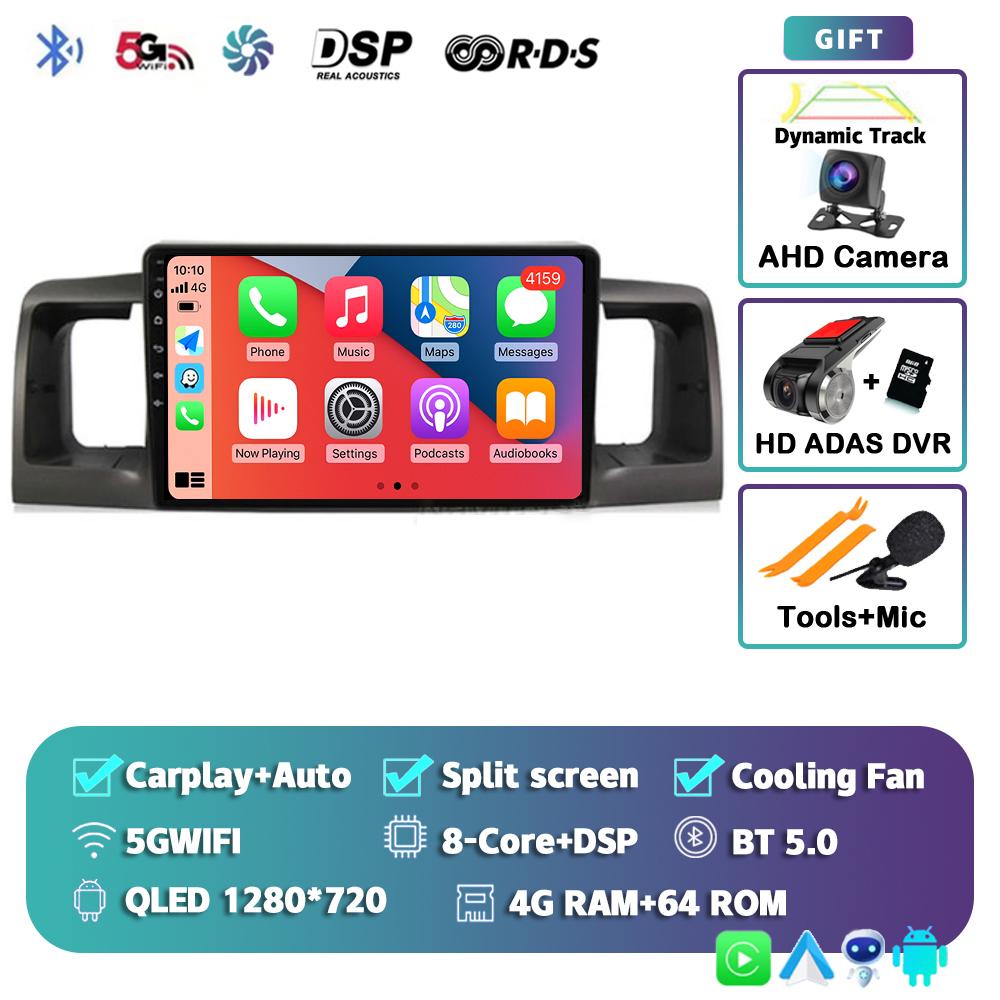 Android 14 Carplay Автомагнитола для Toyota Corolla E120 E 120 BYD F3 2007 2008 2009-2011 Мультимедийный Видеоплеер GPS Стерео