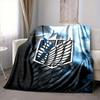 1Pc Attack Titan Emblem Flannel Blanket, Soft And Comfortable, Casual Warm, Camping Travel, Christmas, Halloween Xmas Gift El139