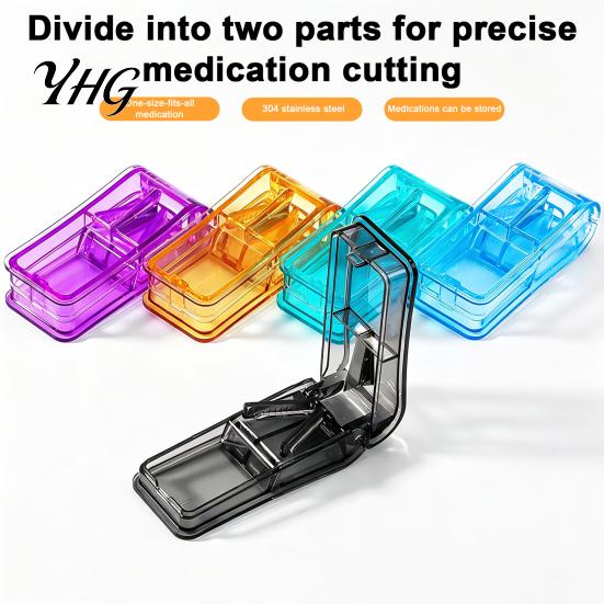 Reusable Medicine Cutter for Tablets Portable Pill And Splitter, Built-in Stainless Steel Blade Compact Dispenser, Convenient Business Trips