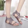 Women Sandals Plus Size 43 Gladiator Flat Sandals for Beach Casual Shoes Summer Fashion Solid Slides Ladies Zip Thong Roman Shoe