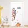 Cartoon Cute Cat Smiling Face Peeking At Animal Door Stickers Removable for Bedroom Living Room Nursery Decoration Wall Decal