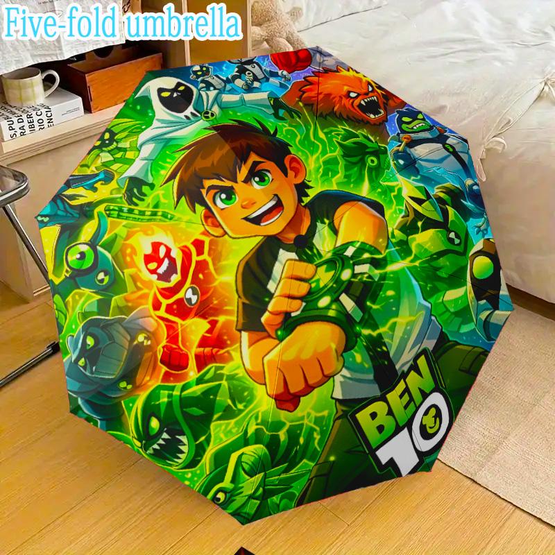 Superhero Cityscape Adventure Mini Umbrella, 5-Fold, Lightweight, Retractable Umbrella Features 8 Ribs, Ideal for Outdoor Use Birthday Gifts