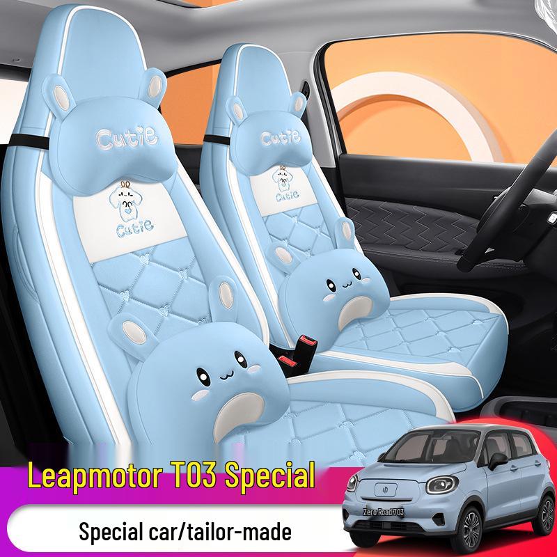 Leapmotor T03 Universal Cartoon Leather Car Seat Cover (All-Season, Full Surround)