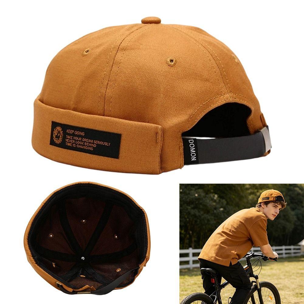 Retro Letter Brimless Docker Cap Cotton Vintage Dome Hat Fashion Skullcap Outdoor