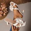 Модные милые шлепанцы с цветком на одно слово женские летние для улицы 2025 новинка абсолютная красота темперамент изящные босоножки на каблуке шлепанцы