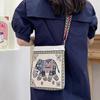 Yogodlns Холщовая сумка кроссбоди в этническом стиле с вышивкой слона для женщин и девушек
