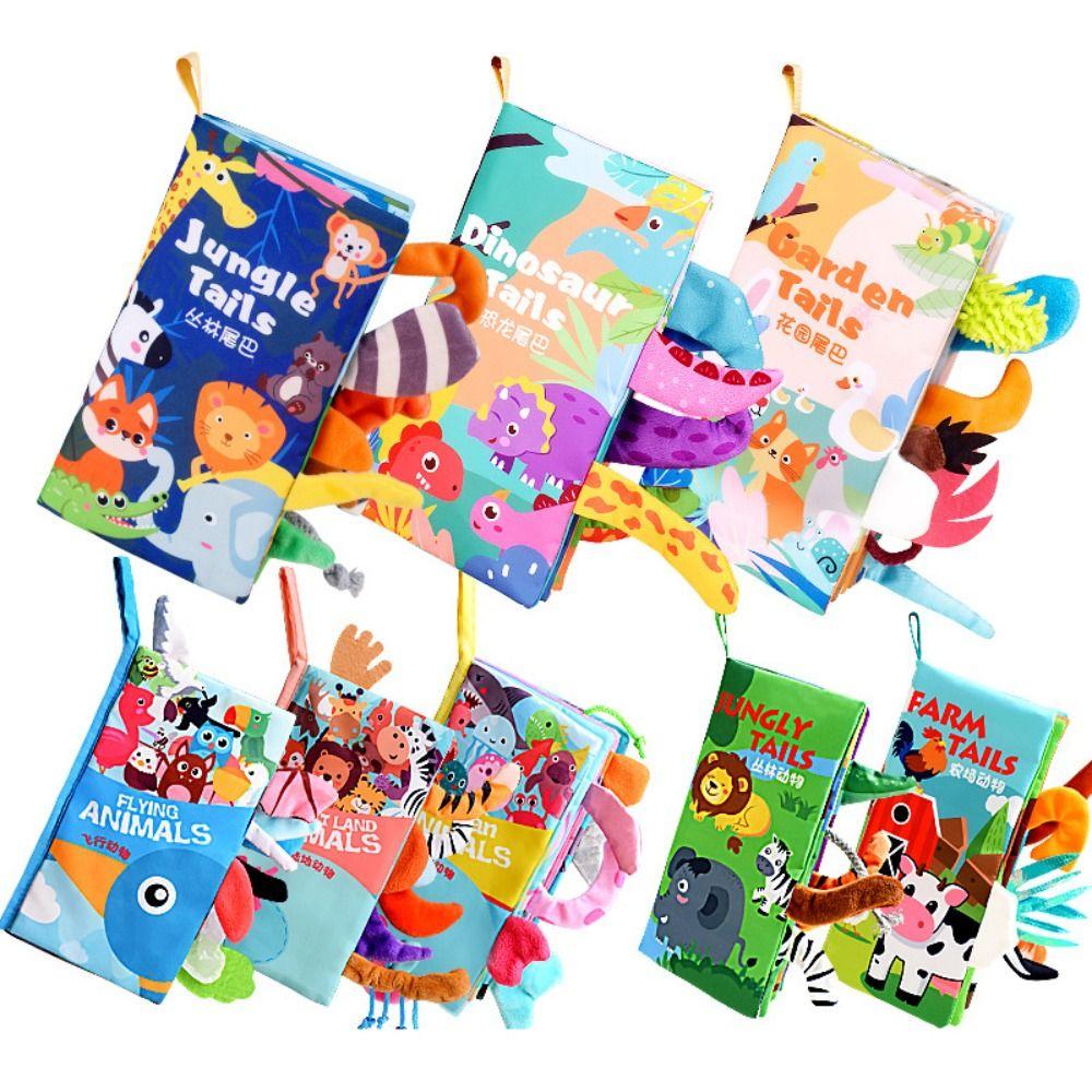 Animals Tail Kids Cloth Book Sound Paper Baby Early Learning Toy Learning Cognize
