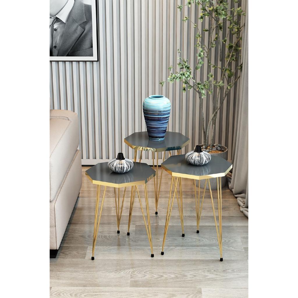 Набор журнальных столиков и журнальных столиков из 3 предметов, золотой восьмиугольный журнальный столик, набор журнальных столиков с проволочными ножками