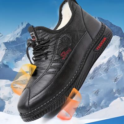 Женская зимняя обувь Теплая обувь для холодной погоды с нескользящей ПВХ подошвой Плоская обувь на шнуровке