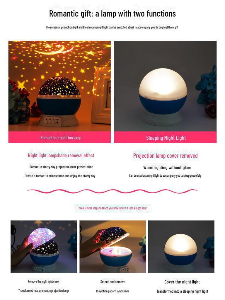 Проекционный светильник «Звездное небо мечты» — красочный ночник для создания романтической и творческой атмосферы в спальне