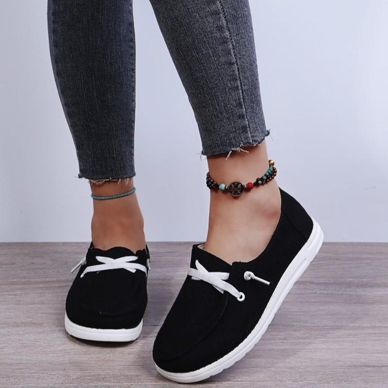 2024 Летние женские туфли из вулканизированной кожи Mujer Fashion Canvas Shoes Slip-on Leisure Flat Shoes Walking Shoes Sneakers Mocassin Female