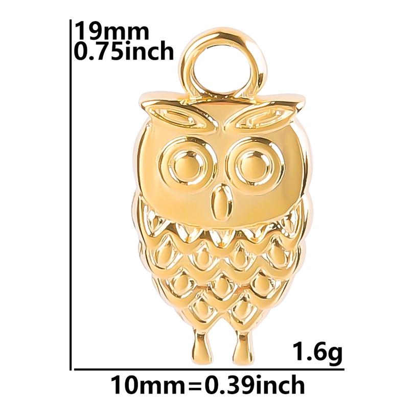 Kawaii Owl Pendant Rainbow/Gold/Silver Color Animal Charm Titanium Steel Charm For Jewelry Making Supplies DIY Necklace Material