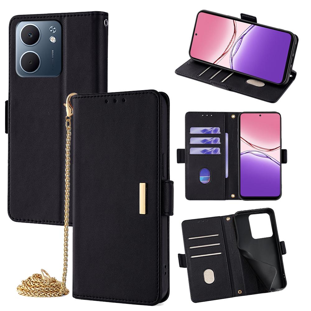 For Oppo A5x 5G Case PU Leather Wallet Stand Phone Cover with Crossbody Shoulder Strap