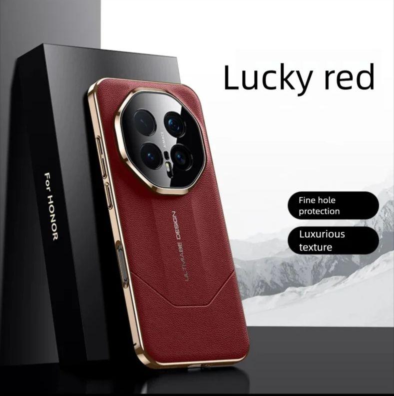 Премиальный чехол из веганской кожи в деловом стиле для Honor Magic 7/8 pro с гальванизированной рамкой и вырезом для защиты объектива камеры