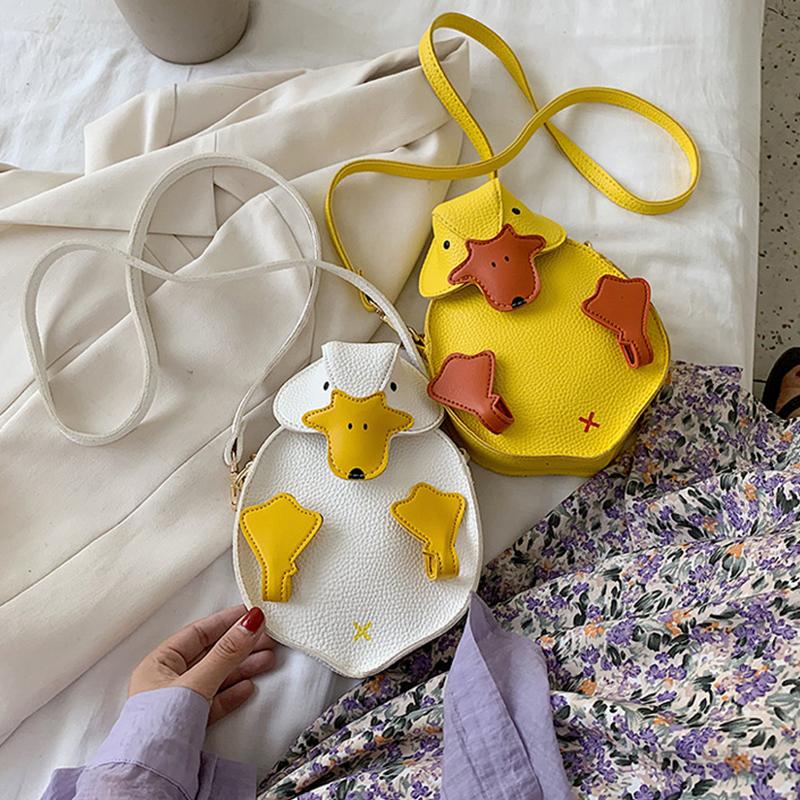 Women Duck Shape Bag Crossbody Female Soft PU Leather Shoulder Bag Girls Cute Cartoon Duck Handbags And Purses