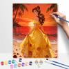 Disney Oil Paint Hand Painting Kit Belle Sunset Beach Decoration Classic Style Home Decor Art Craft Wall Hanging Personalized Painting Gift