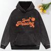 Just Peachy FrUit Printed Women Washed Hoody Oversize Clothes Loose Street Clothes Cotton Autumn Women Hoodies