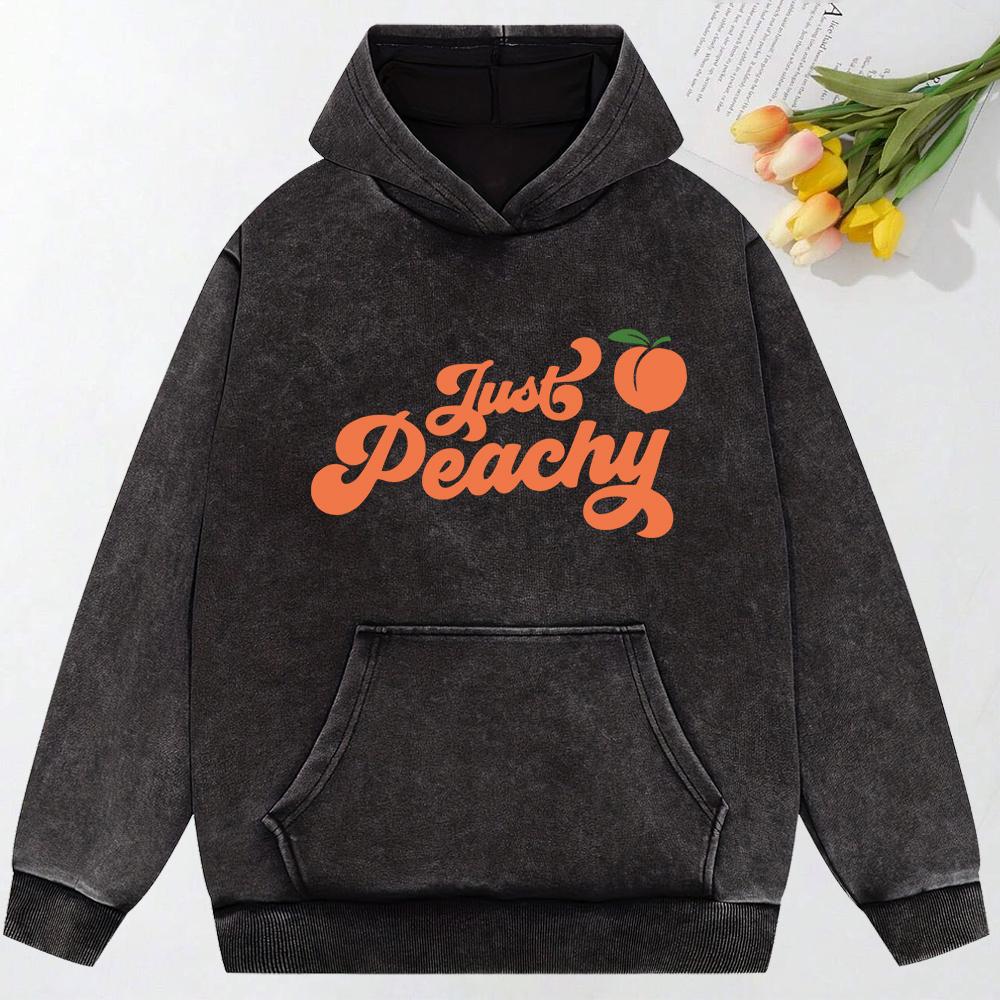 Just Peachy FrUit Printed Women Washed Hoody Oversize Clothes Loose Street Clothes Cotton Autumn Women Hoodies