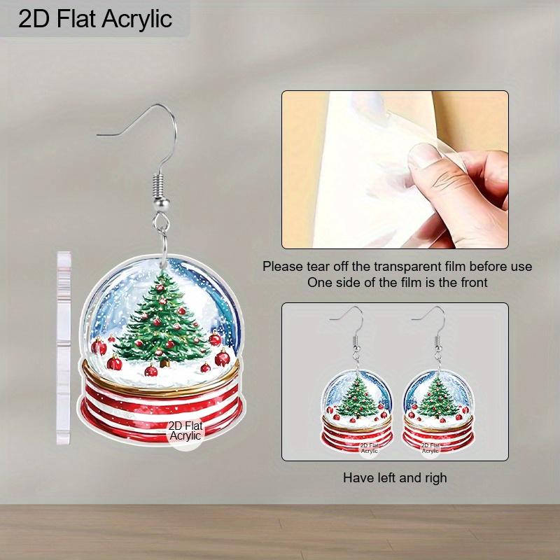 2D Плоские Акриловые Рождественские Снежные Шары Серьги Хрустальный Шар Подвеска Новинка Бижутерия Шармы Подарки для Женщин