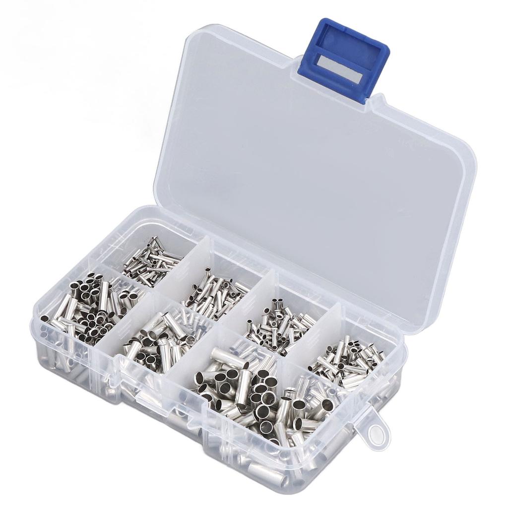 Tube Type Non Insulated Terminal Copper Tinned Plating Wire Ferrules Kit for Power Electronics