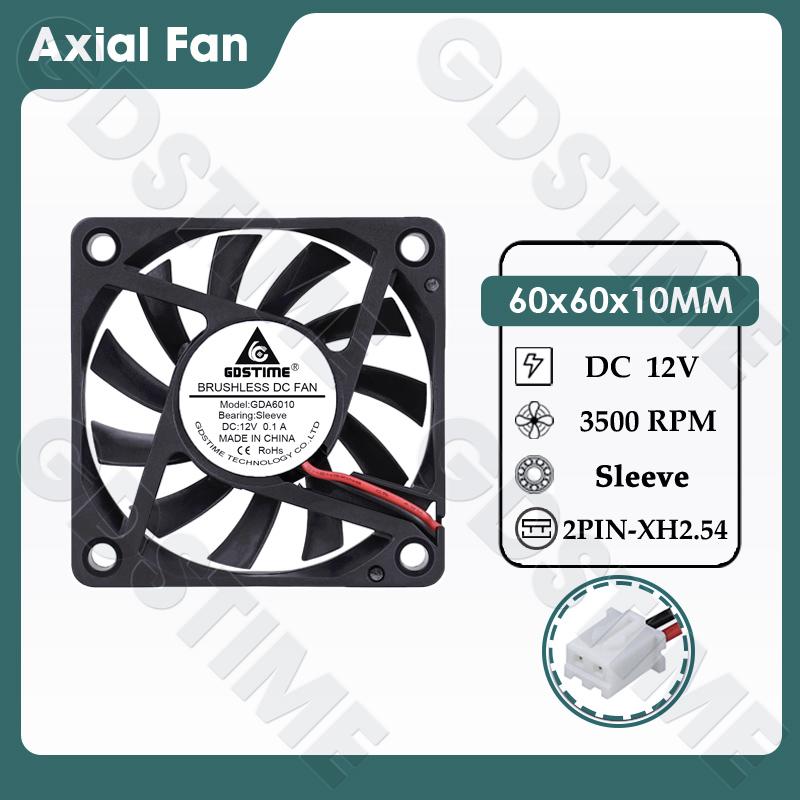 Gdstime 60MM Вентилятор 24V 12V 5V Охладитель 60x60x10MM Осевой Охлаждающий Вентилятор 6010 Двойной Подшипник Бесщеточный Dupont USB Вентилятор для Корпуса ПК Охлаждения CPU