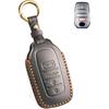 QBUC for Toyota Tacoma Leather Key Fob Cover, Fit for Toyota Tundra Prius Venza Corolla Crown Sequoia Grand Highlander RAV4 Prime 4 Button Key