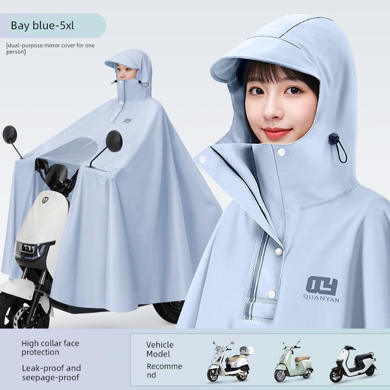 Electric Scooter Raincoat for Women, Single-Person, Long, Full-Body, Storm-Proof, Extra Large and Thick, Waterproof Poncho for Riding