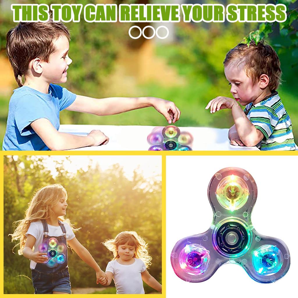 Folulus Crystal LED Light Finger Gyro Toy Anxiety Relief Toys For Children And Adults